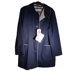 Vintage International USA Ladies Coat Navy Blue Square Buttons Original Tags 12